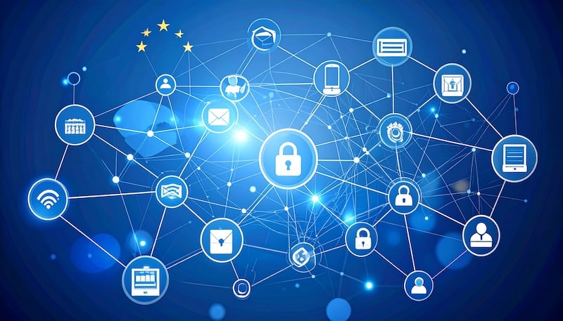 Policies Hub Firefly_A clean, modern digital interface showing interconnected legal documents, data privac 238715